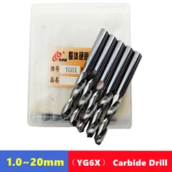 1pcs YG6X carbide drill bit 1-20mm, alloy integral tungsten steel drill straight shank Fried Dough Twists drill