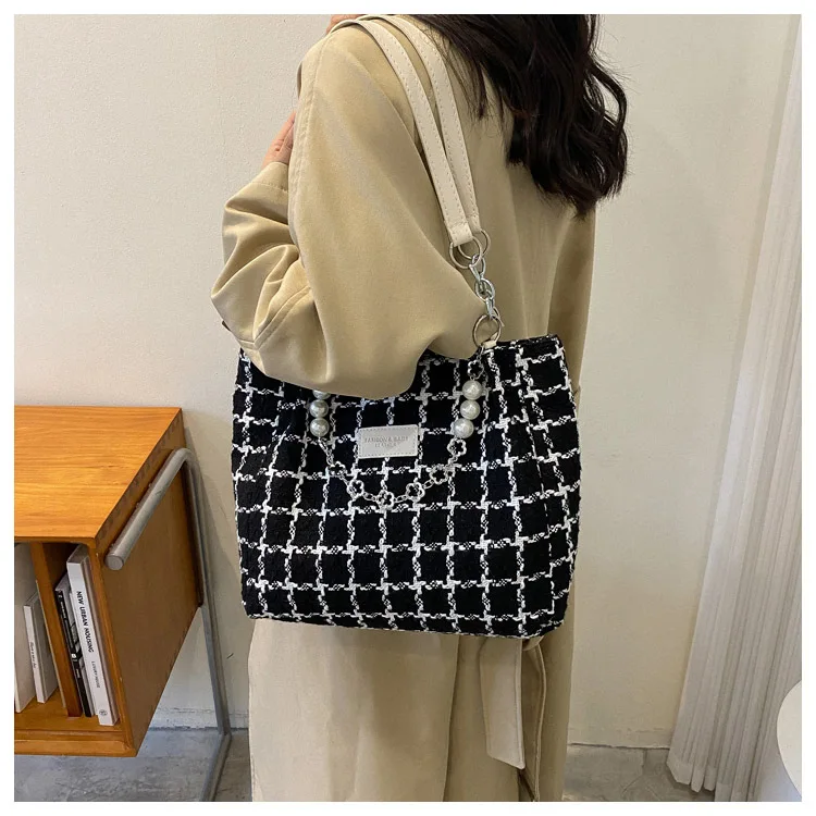 سعة كبيرة منقوشة حقيبة حمل للنساء ، مطرز سلسلة حقائب الكتف ، تنوعا ، ركاب ، الموضة ، السيدات ، الإناث ، حقائب اليد قماش