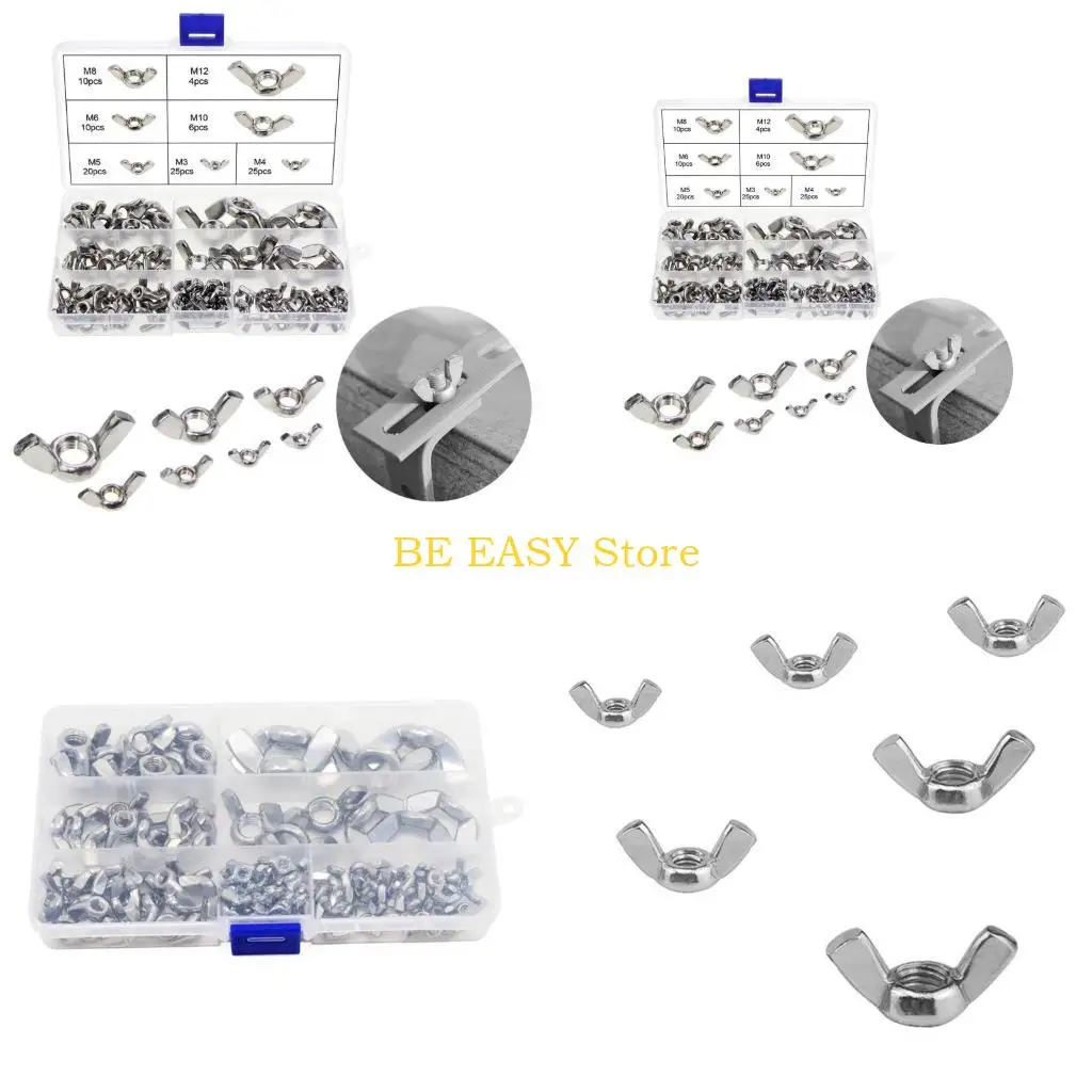 

E28F Stainless Steel Fastener Screw Parts Silver-Toned Wing Nut Tools for DIY Durable