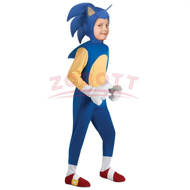 Disfraz de Sonic para niños y niñas, juego de rol, mono de erizo supersónico, vestido de fiesta de carnaval, regalo de Navidad