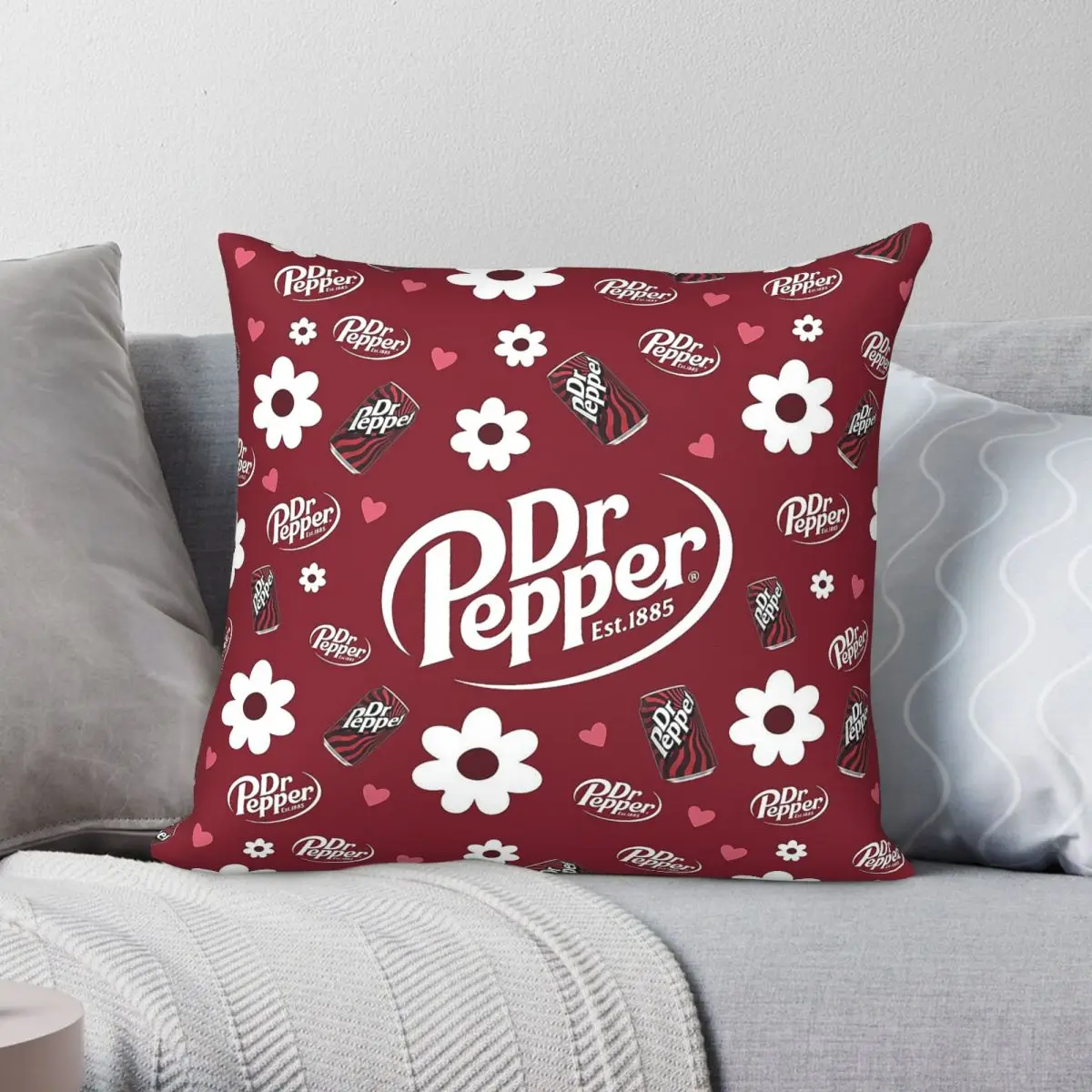 Vintage Dr Pepper Soda Square Pillowcase Polyester Linen Velvet Printed Zip Decor Pillow Case Home Cushion Cover