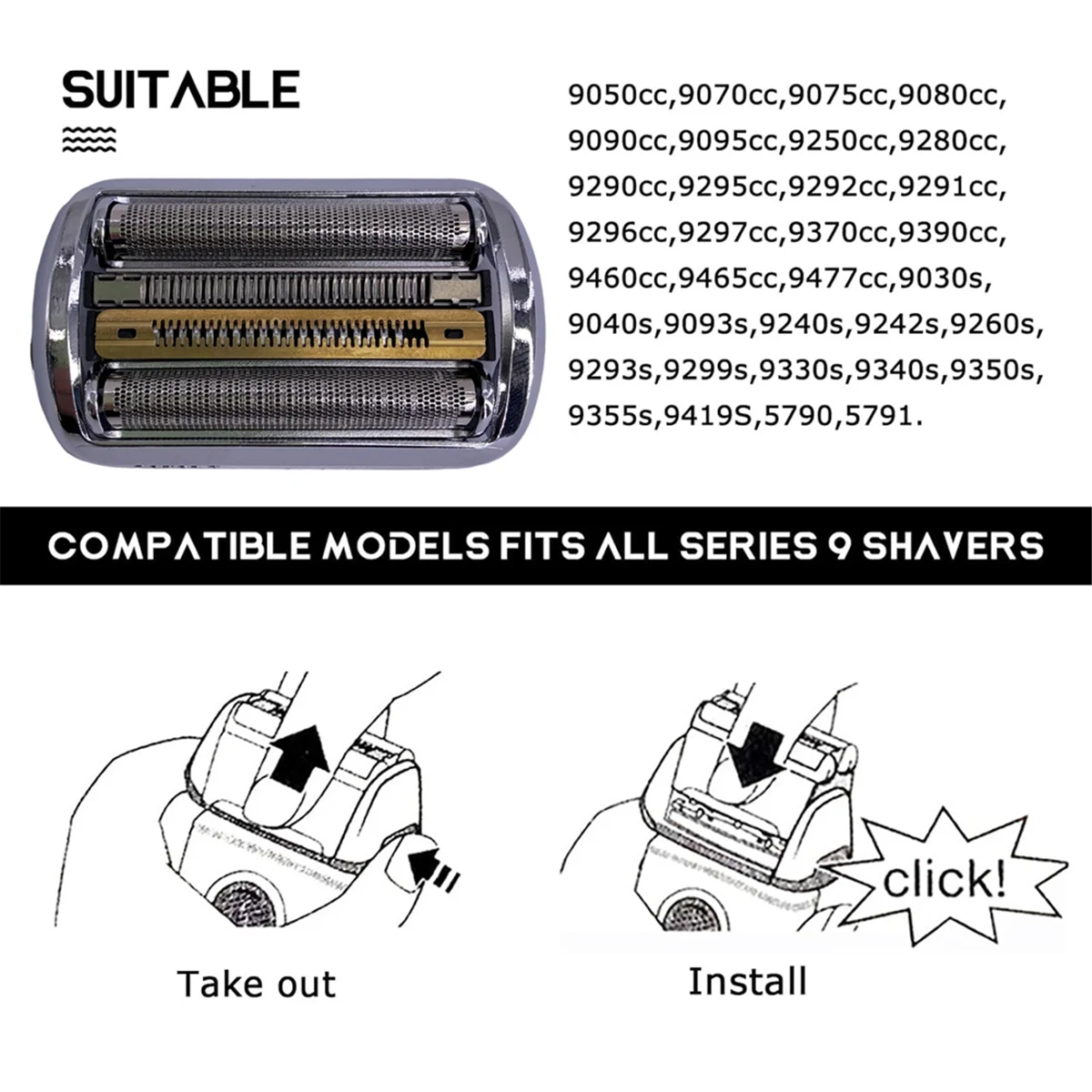 Testina sostitutiva per rasoio elettrico moderno serie 92S 9 per Braun Electric
