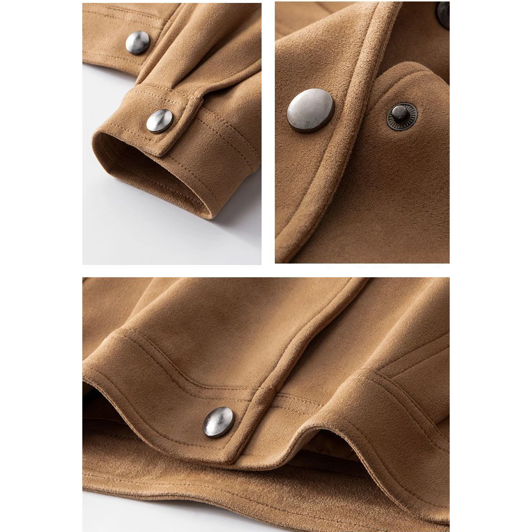 Printemps automne nouveau haut de gamme décontracté daim veste courte vêtements d'extérieur femmes facile minceur ample à manches longues simple boutonnage veste hauts