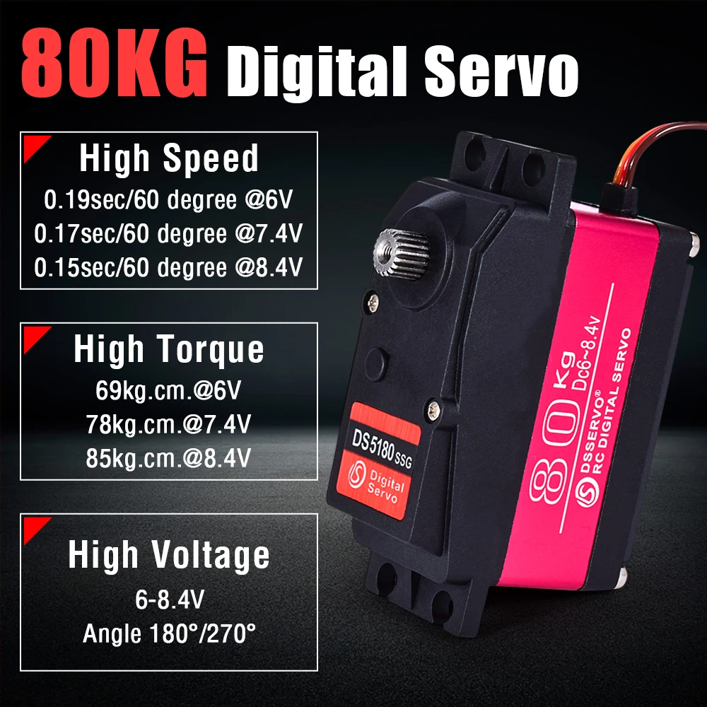 RC Steering Servo High Torque Servo Waterproof 60Kg 80Kg 150Kg 1/5 1/6 Servo HV Metal Digital for HPI Baja 5B SS RC Car