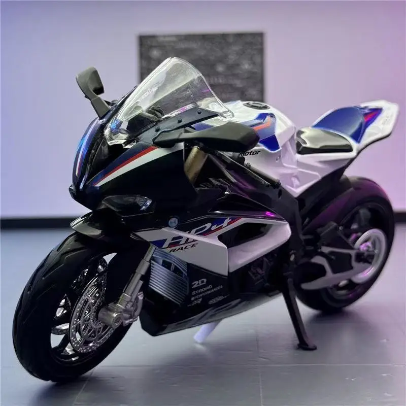 

1:12 BMW HP4 Simulation Alloy Motorcycle Model Shock Absorbers Sound and Light Collection Toy Car Kid Gift M64