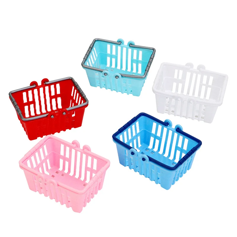 Mini cestas de compras de plástico, juguetes de simulación, decoración en miniatura, accesorios para casa de muñecas, 10 unidades