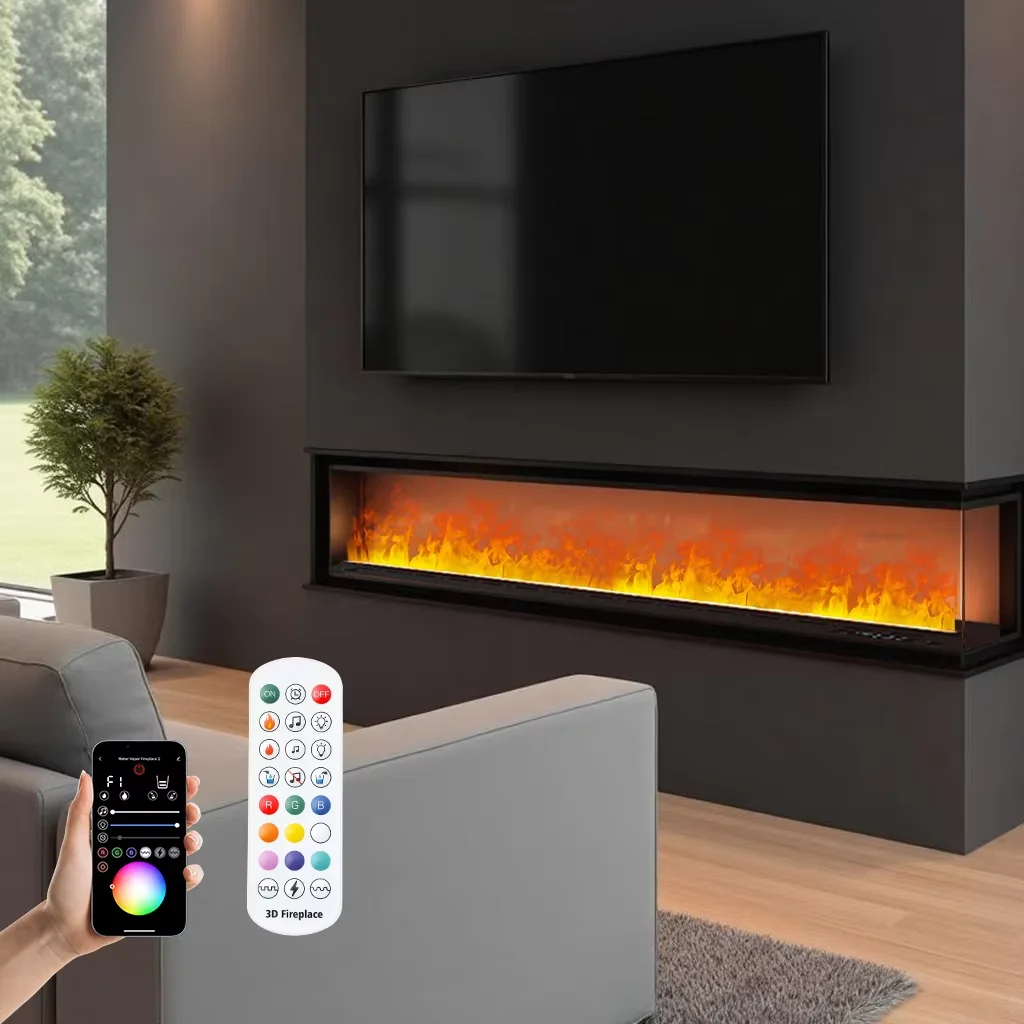 

3D-распыляющий камин с цветным пламенем, паровой камин для помещений, интеллектуальный пульт дистанционного управления, увлажнитель воздуха с водяным туманом, камин со звуком капель воды