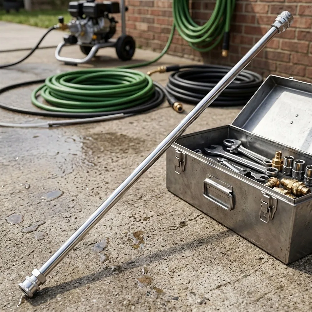 17 inch Pressure Washer Extension Made of Stainless Steel Rated for 4000 PSI Quick Connect Power Washer Accessory