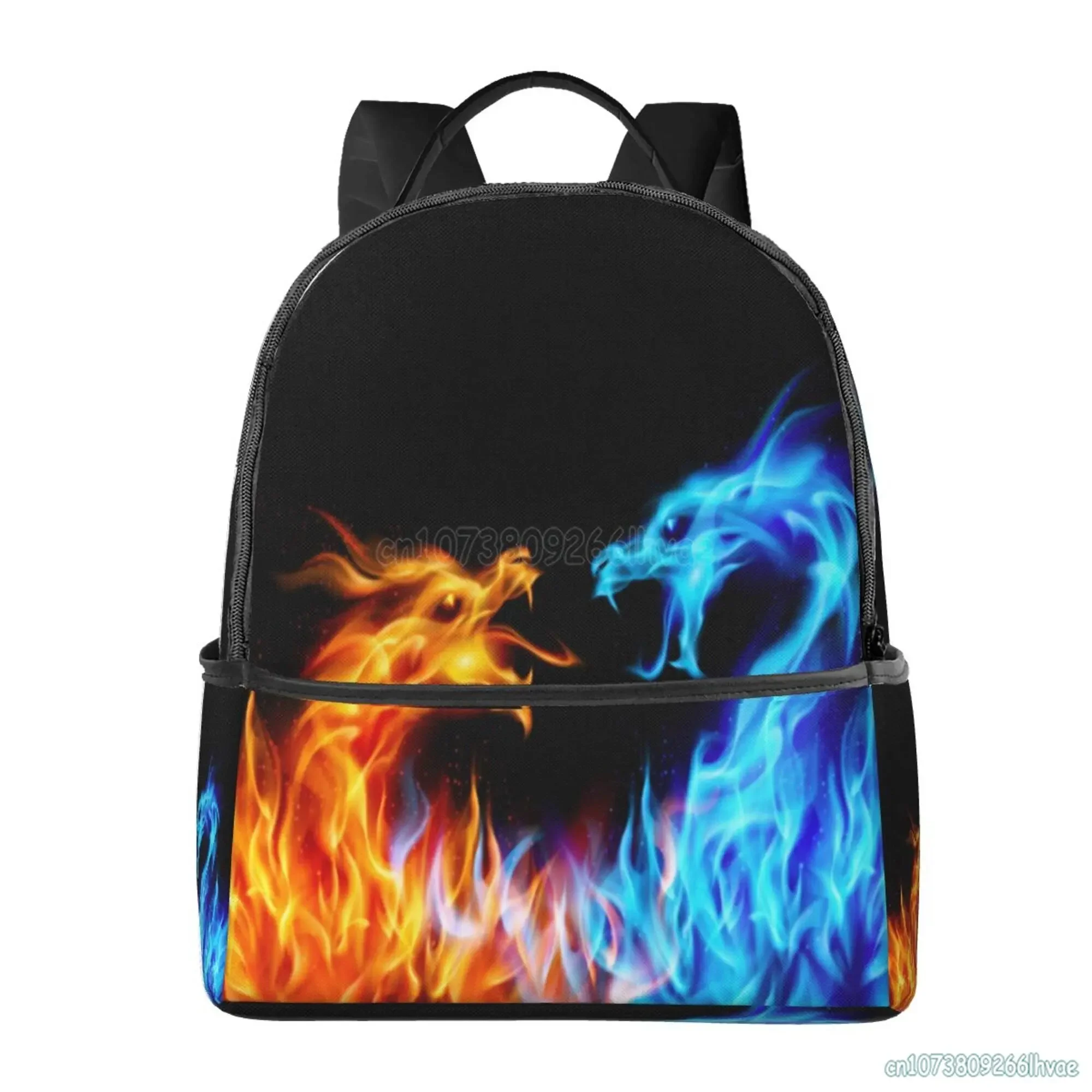 Zaino scolastico Blu e rosso Fiery Dragons Bookbag per ragazzi Ragazze Adolescenti Borsa da viaggio casual Zaino per computer portatile