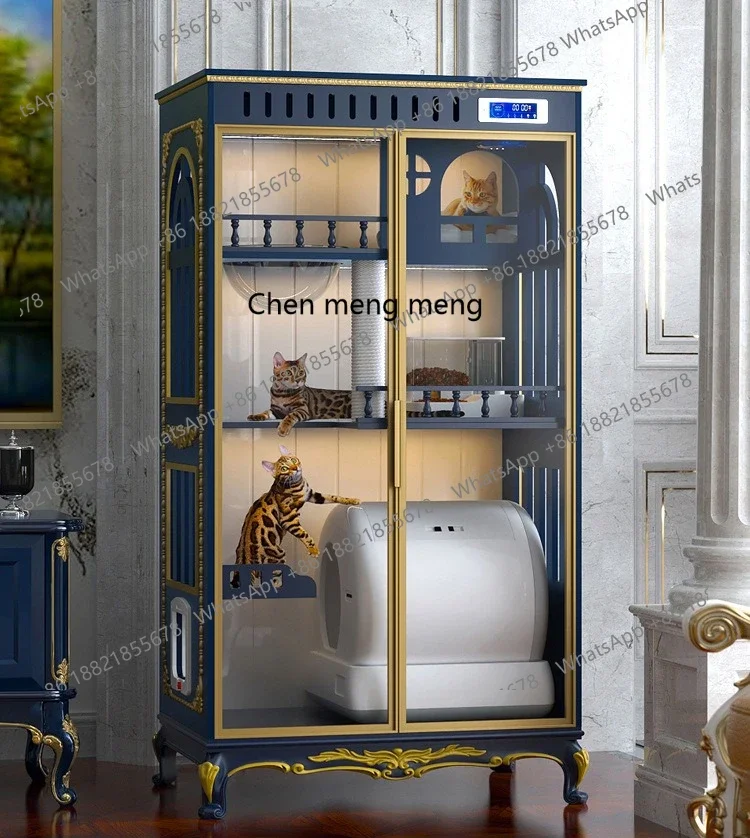X Solid wood new cat nest villa large space cat cage household use, cat cabinet opposite door pet furniture