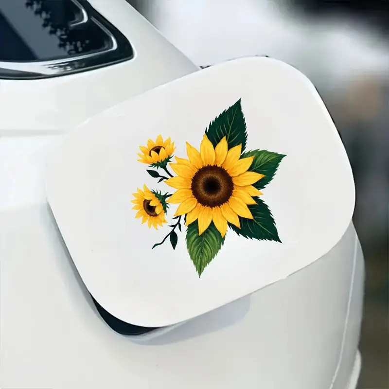 Vinyl-Aufkleber mit drei Sonnenblumen, schwarzer Hintergrund, wasserfester, selbstklebender Aufkleber für Auto, Laptop, Helm, Skateboard