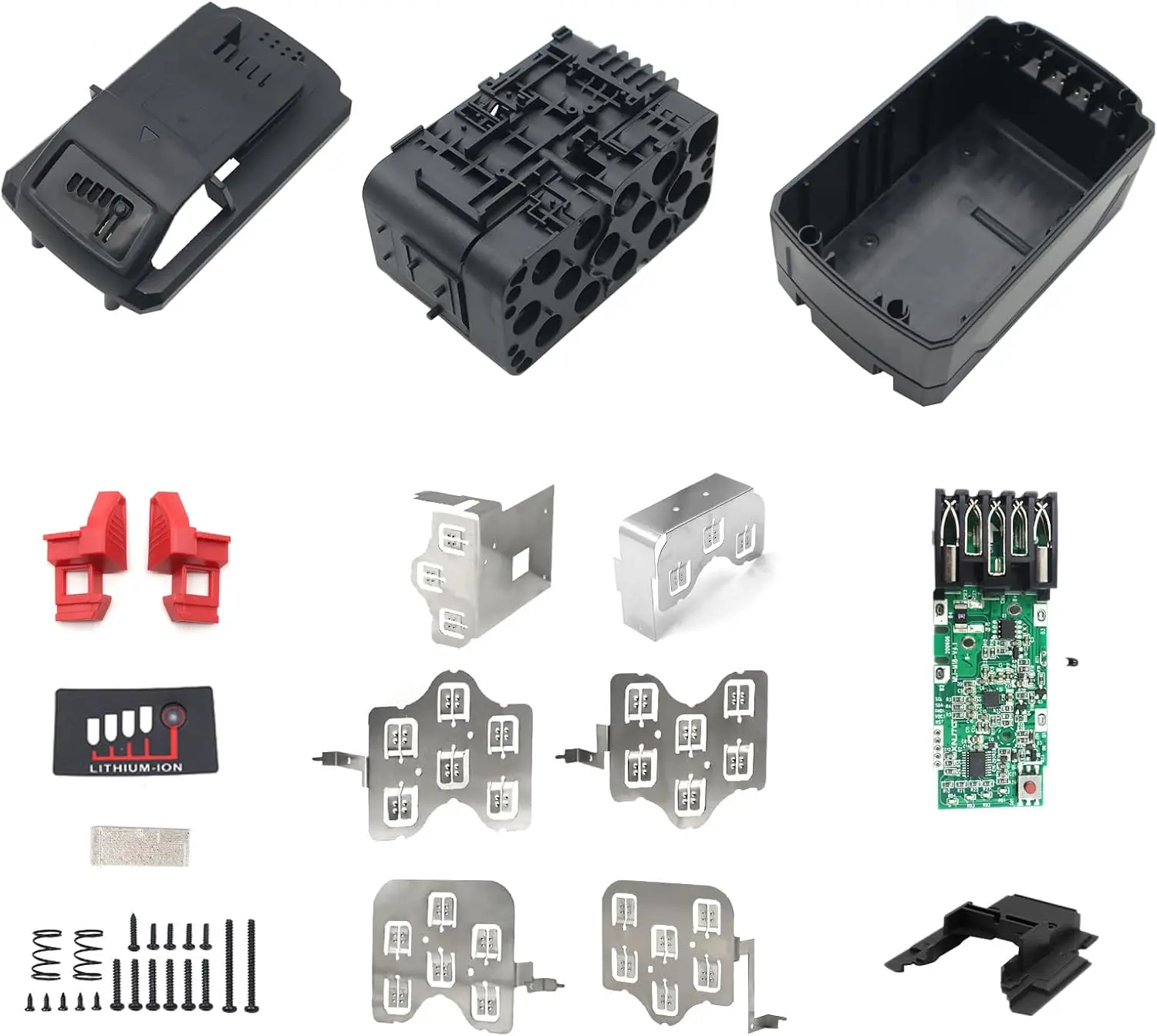 Imagem -03 - Estojo para Milwaukee M18 Faça Você Mesmo Caixa Shell com Placa Pcb Proteção de Carregamento Led Digital 18v 18650