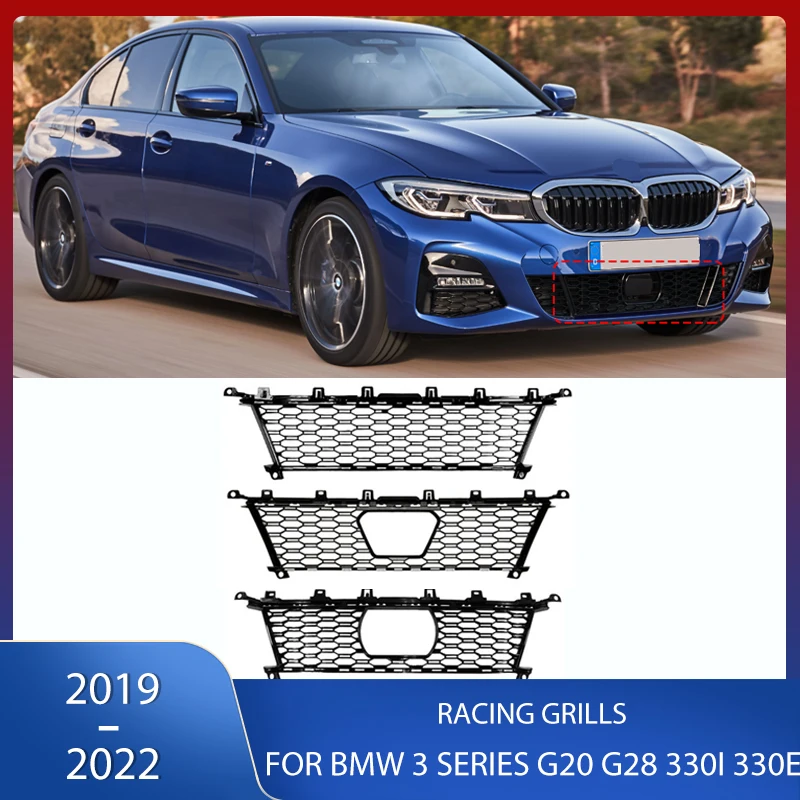 

Front Bumper Racing Grills Lower Middle Grille With ACC For BMW 3 Series G20 G28 330i 330e 2019 2020 2021 2022