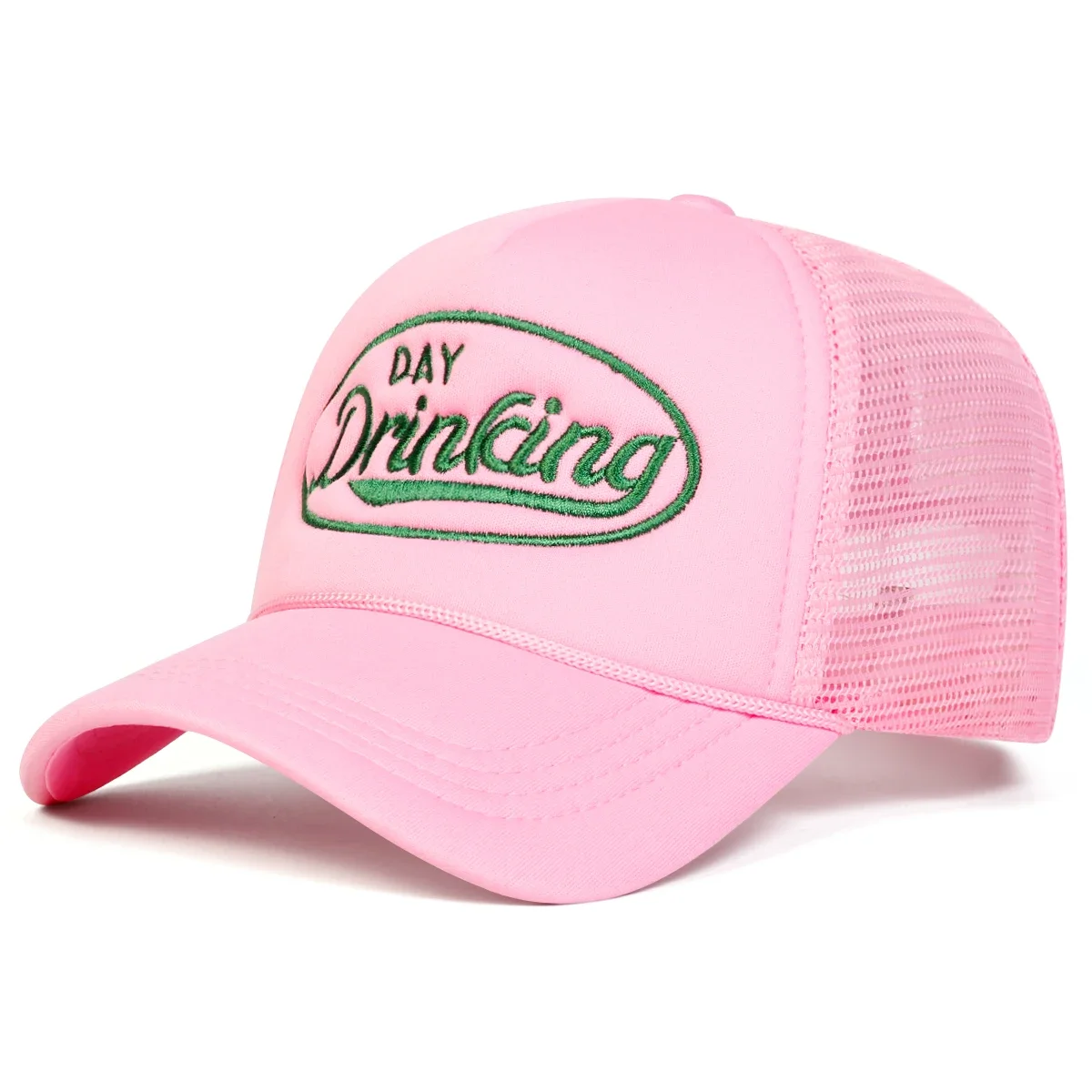 Unisex DAY DRINKING Letter Embroidery Baseball Net Caps Spring Summer Outdoor Sunscreen Hat Adjustable Casual Trucker Hats