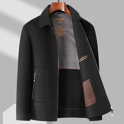 Classic 100%Wool Detachable Duck Down Liner Woolen Coat Autumn Winter Solid Warm Windbreaker Business Casual Overcoat Top Jacket