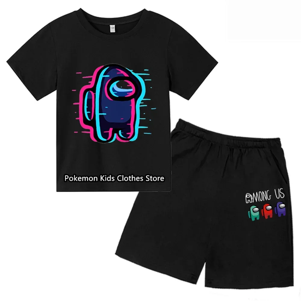 Children's Summer T-shirt Game Impostor Boys Girls Top+Shorts 2P Brand Kids Birthday Gift Casual Narutoes Sports Set