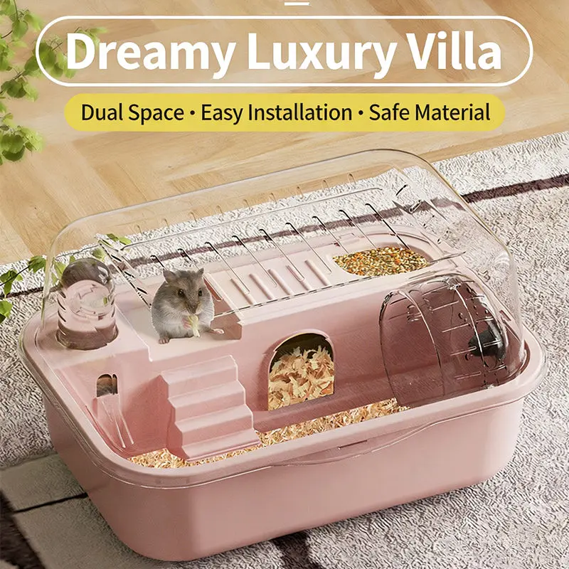 2-stöckiger Luxus-Hamsterkäfig, Ausbruchsicherer Transparenter Tragbarer Lebensraum Starter-Set für Hamster und Syrische Hamster – Detail 1