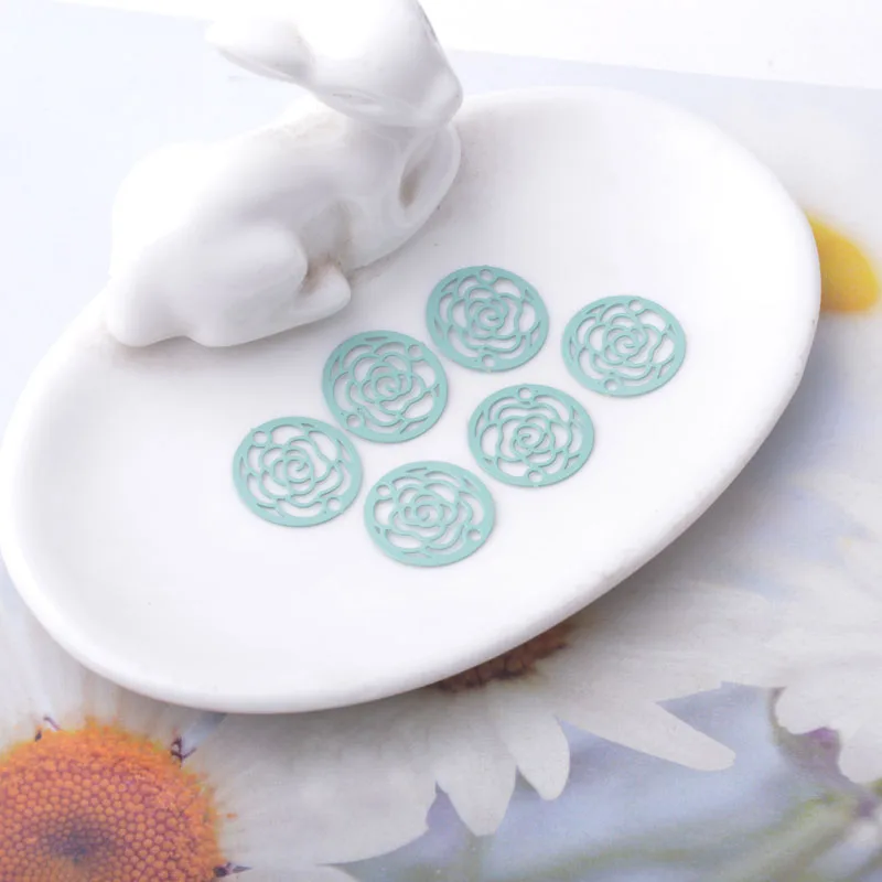 30 Stück AC6812 Messing-Filigran-Schmuck Rosenblüten-Verbinder Anhänger DIY Damen Ohrring Halskette Zubehör – Detail 5