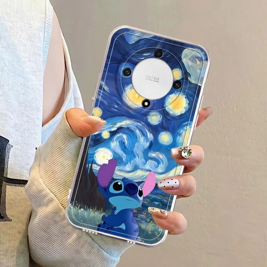 Case for Honor X8 X9b 90 Lite X7b X8b X9a X8a Clear Cover Disney Cute Stitch Cartoon