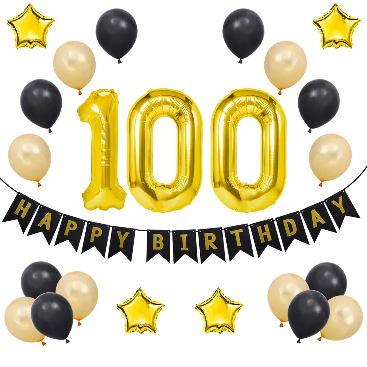 

24 Pcs Geburtstagsdeko Pastell Geburtstagsluftballons Goldene Folienballon Happy Birthday Stehend Beige Babyparty Decorations