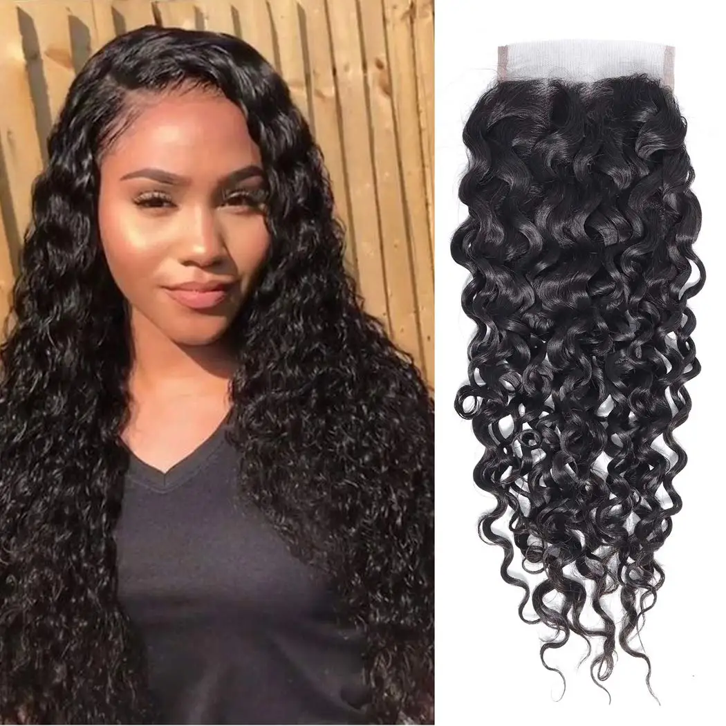 13x4 Water Wave Frontal Human Hair Brazilian Lace Frontal Closure Curly Deep Lace Frontal Closure Human Hair Virgin Hair Closure