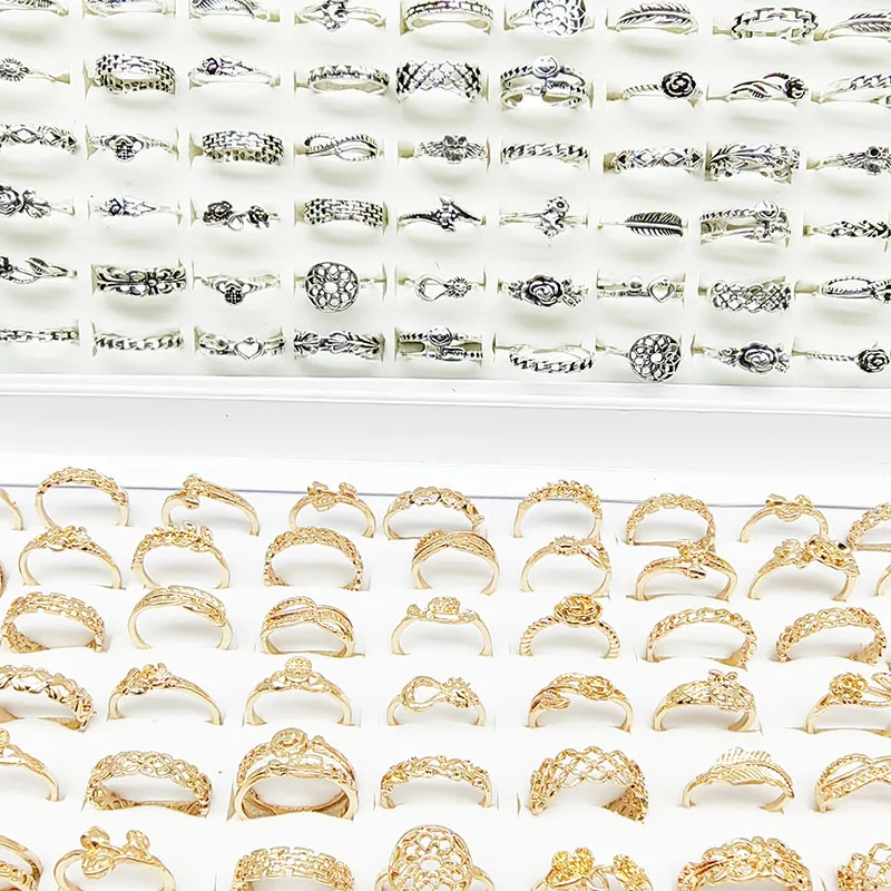30 teile/los Fabrik Großhandel Dropshipping Antike Design Finger Ringe Set Mix Stil Frauen Alle Spiel Geschenk Party Bar Schmücken Mädchen
