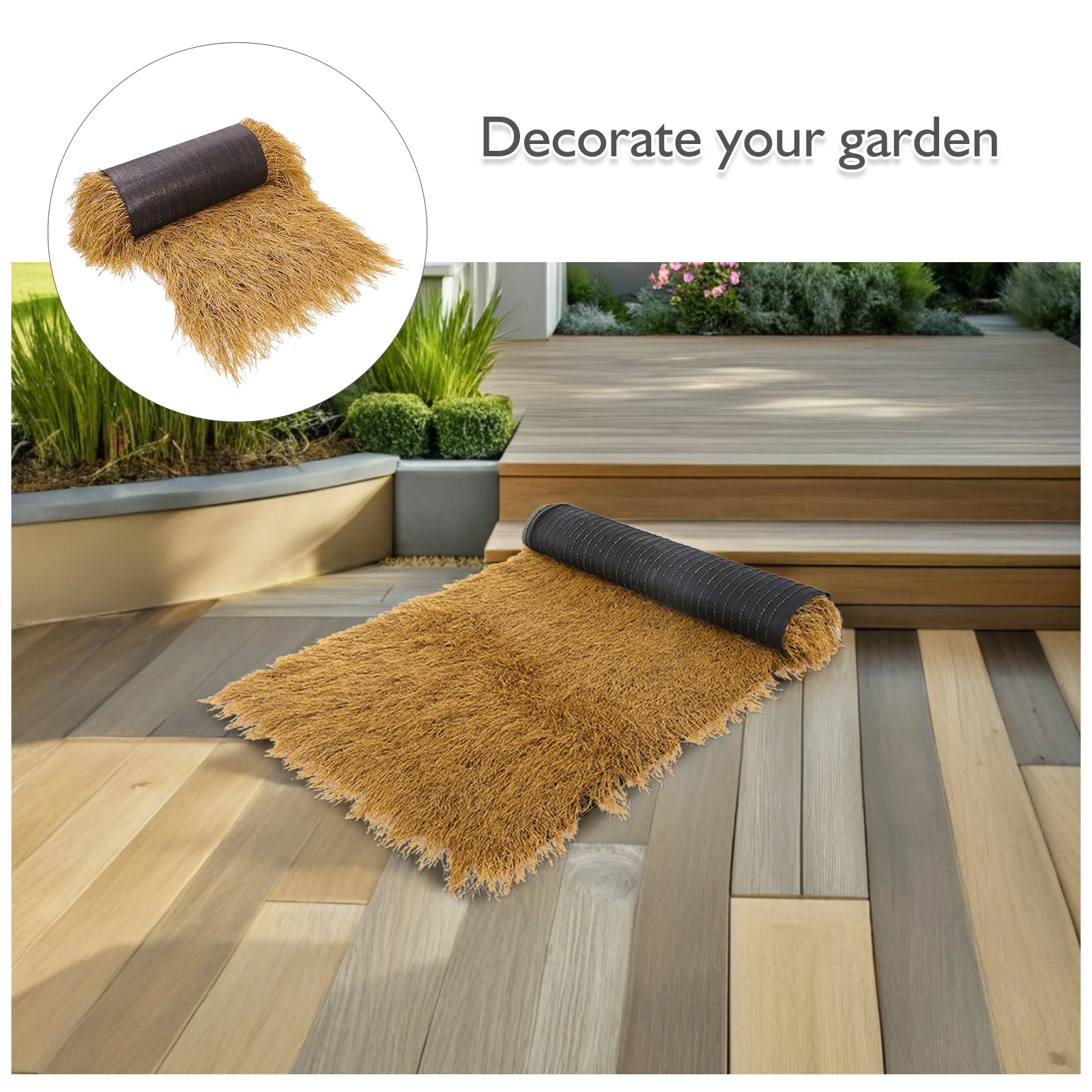 Garden Simulated Thatch Decoration Artificial Straw Roof Shade Patio Balcony Decor Uv Resistant Lifelike Design Labor Saving