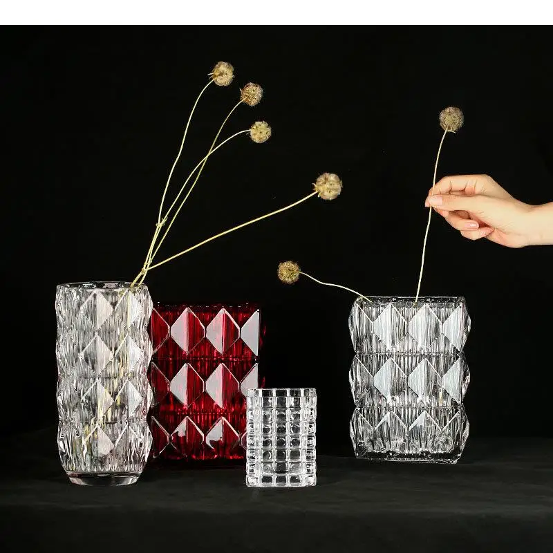 Brilliant Crystal Glass Vase Desk Decoration Floral Vases Hydroponics Flower Pots Decorative Arrangement Modern Decor