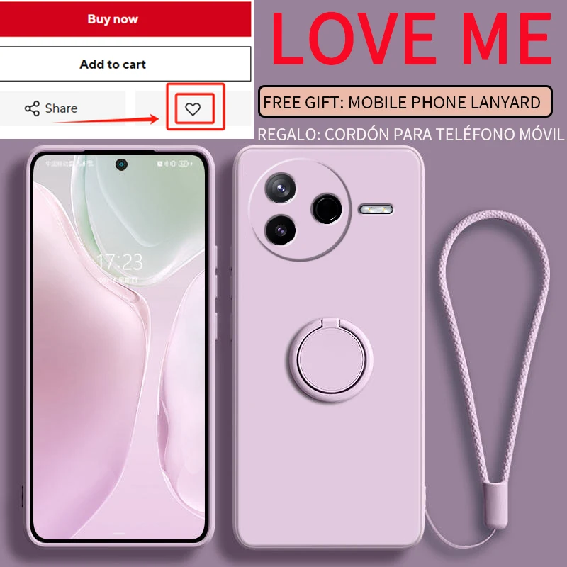Case for Xiaomi Poco F7 Pro Case Liquid Silicone Ring Stand Phone Shell Coque for F6 F5 Cover Shockproof Funda Bumper Back Case