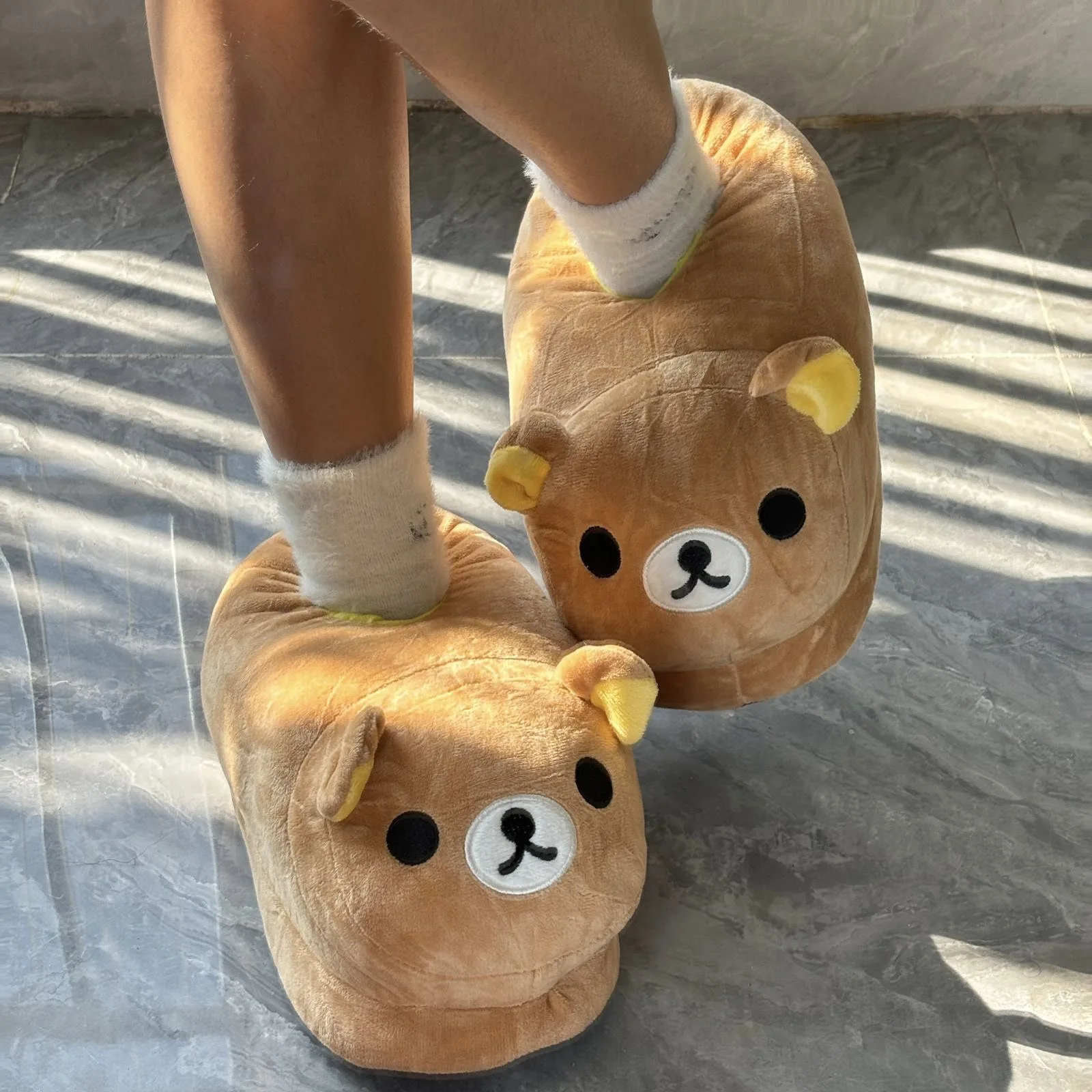 

Y2K Rilakkuma Slipper Hello Kitty Cotton Warm Anime Winter Indoor Shoes Stuffed Doll Girl Women Plush Home Slipper Birthday Gift