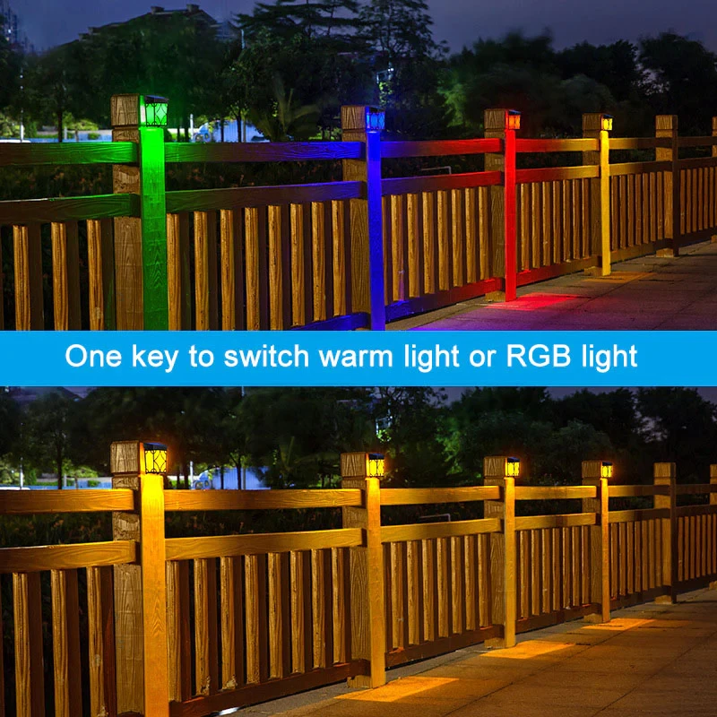 Imagem -05 - Retro Solar Fence Lights Branco Quente ao ar Livre e Mudança de Cor Lâmpada de Parede Solar Led para Jardim Decoração do Pátio Impermeável