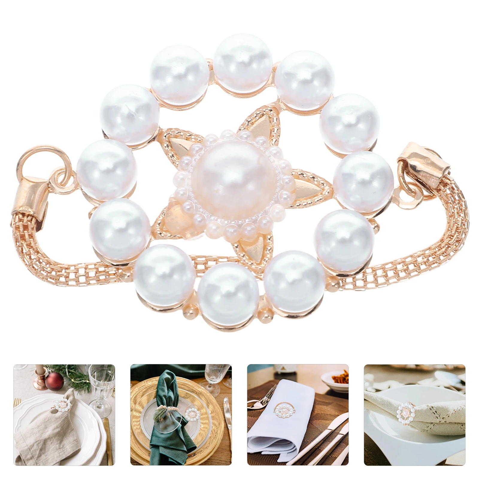 

Pearl Star Napkin Ring Holder Rings Dining Table Zinc Alloy Serviette Holders Bride