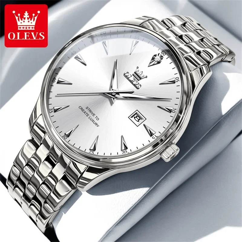 

OLEVS 5598 Luxury Men's Watches Waterproof Week Calendar Simplicity Quartz Watch Men Stainless Steel Male Wat