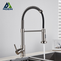 Rozin Brushed Nickel Kitchen Faucet Deck Mounted Mixer Tap 360 Degree Rotation Stream Sprayer Nozzle Kitchen Sink Hot Cold Taps