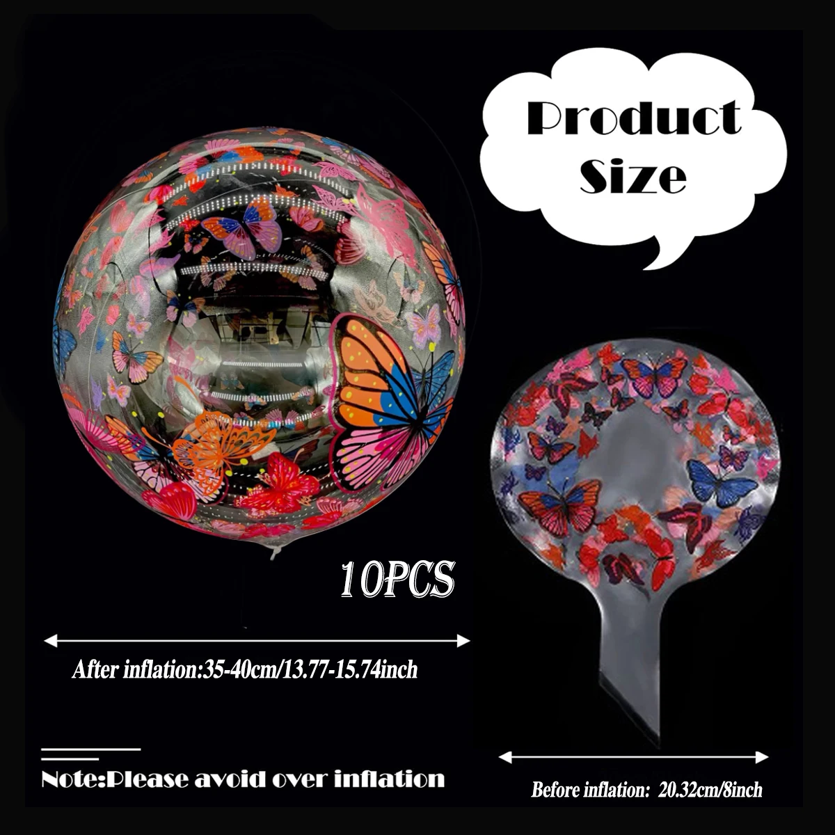 2/5/10/15 Popo-Ballons mit Schmetterlingsdruck, zur Dekoration von Geburtstagen, Hochzeiten, Jubiläen, Festen und Feiern – Detail 3