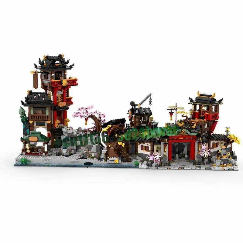 6266PCS Ninjago City Old Town MOC Model Custom Puzzle Architecture DIY Assembly Educational Building Blocks Collection Display