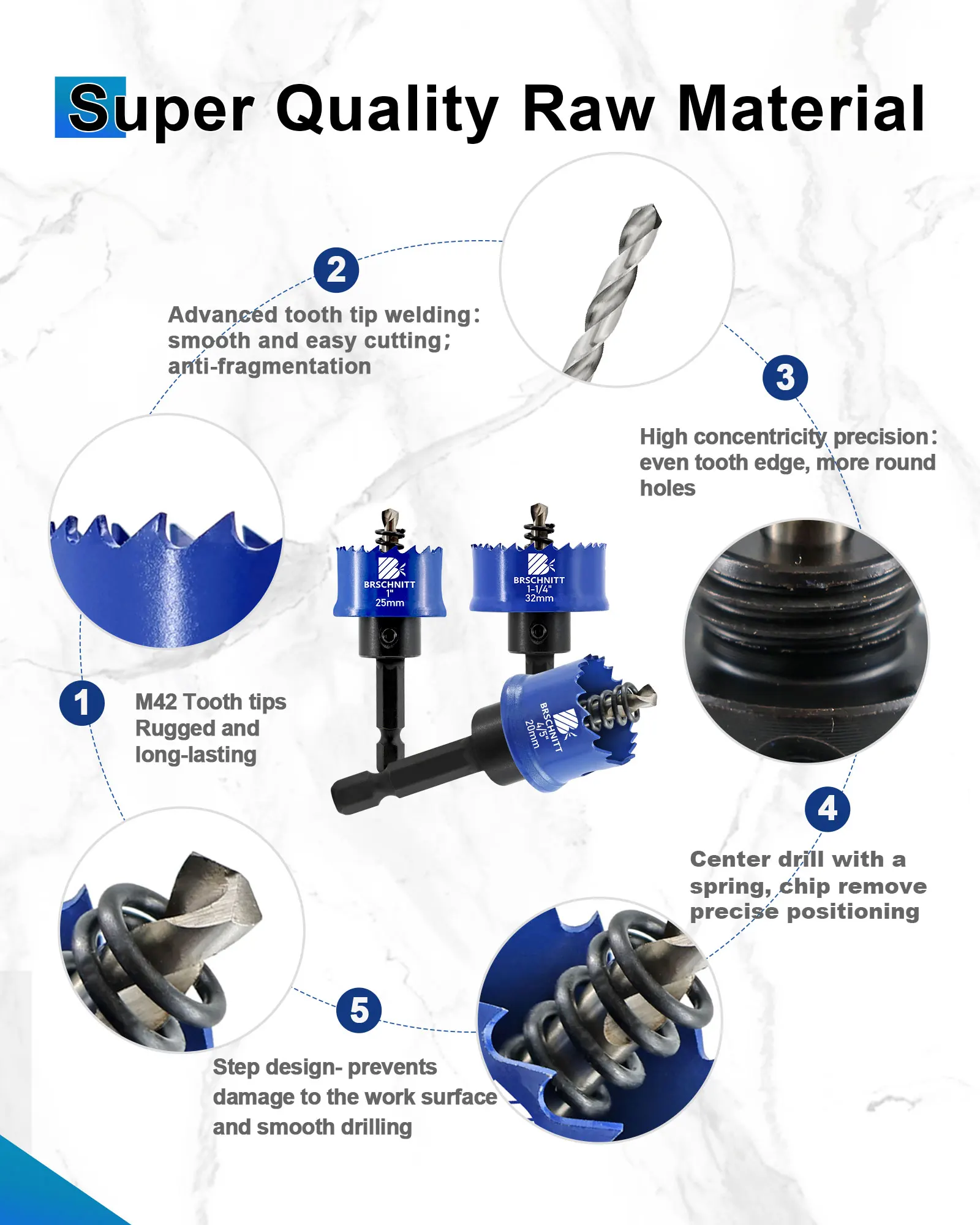 

Кольцевая пила BRSCHNITT, сверло, биметаллический ступенчатый открывалка для железной стальной пластины, медь, алюминий, деревянная доска, пластиковое сверло для отверстий, корончатое сверло