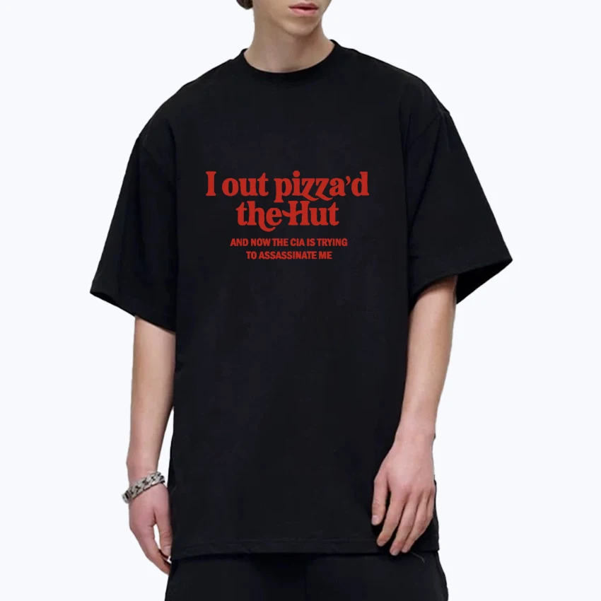 

Hot sale I Out Pizzad Printed Oversized Tee shirt Y2k Casual Men Women Tops 100% Cotton short sleeve t-shirts Unisex clothing