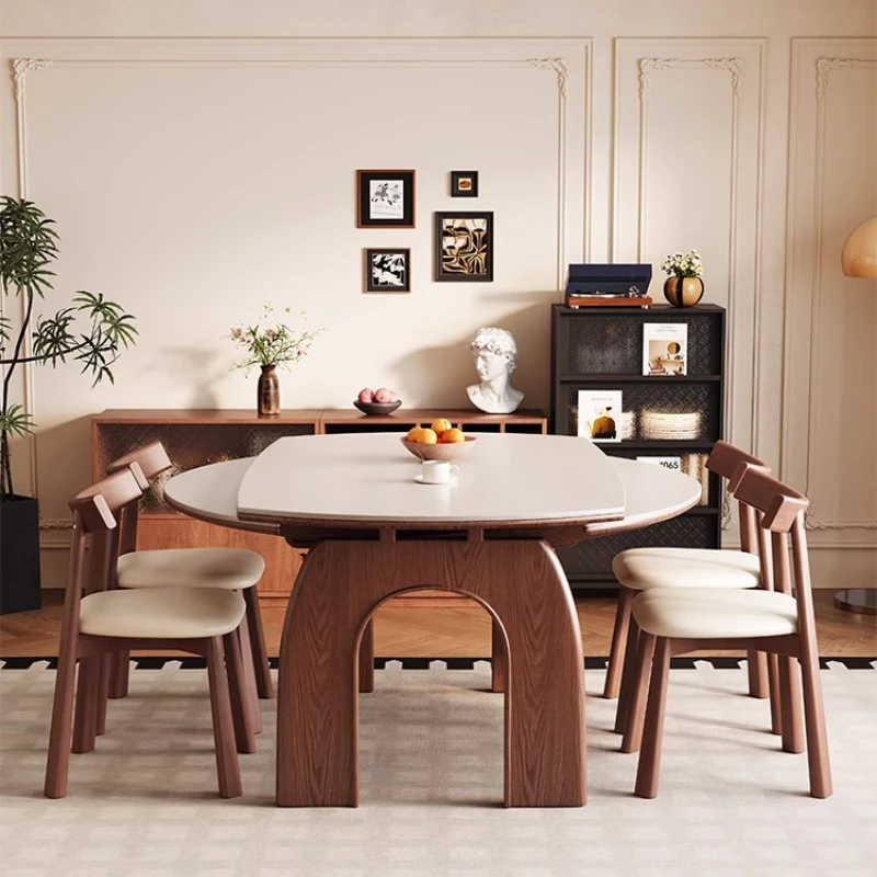 

Blue ideal rock slab dining table and chair combination household small apartment dining table retractable variable