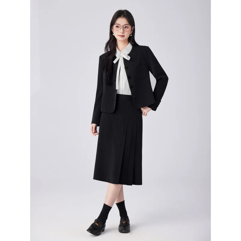 Gray short blazer for petite women, suitable for college students, civil service exams, teacher interview formal attire, profess