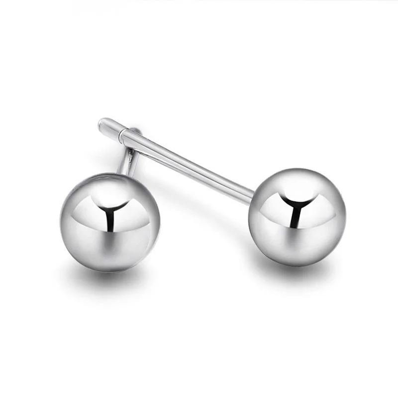 Pendientes tipo botón de plata maciza S990, cuentas lisas originales hechas a mano para mujer, diseño de gancho pequeño, regalo de joyería para pareja coreana