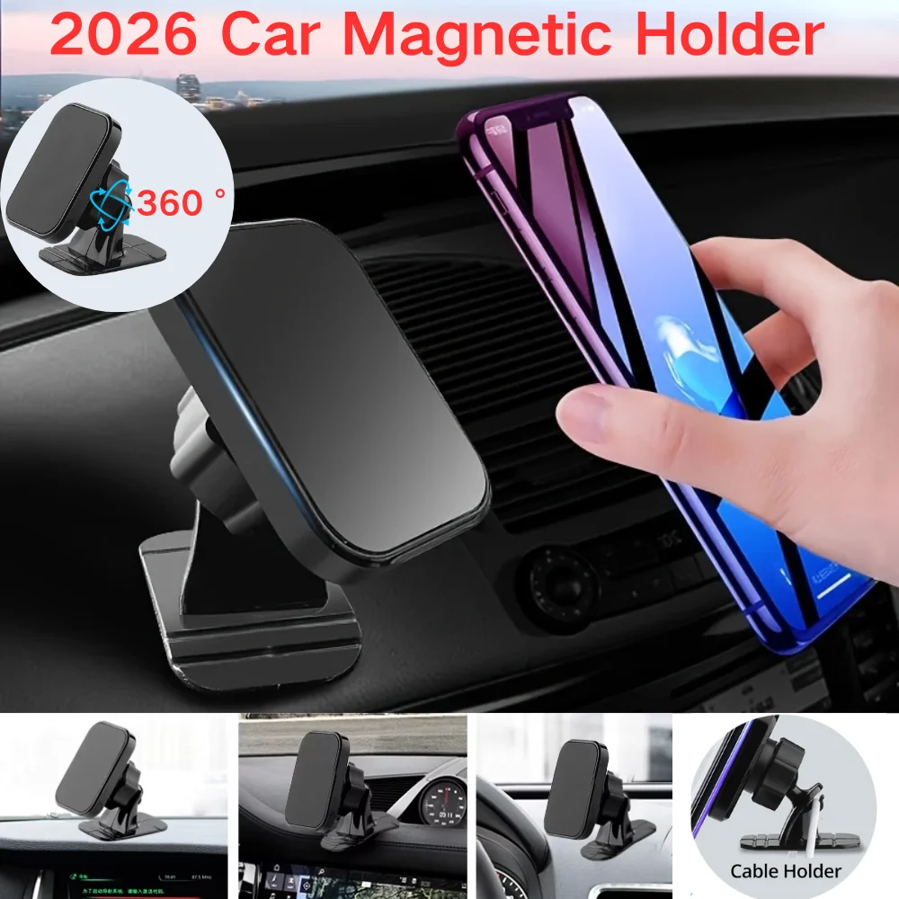 Magnetischer Autotelefonhalter 360° °   Rotation Armaturenbrett Klebehalterung Starker Magnetständer für iPhone/Samsung Smartphone-Zubehör