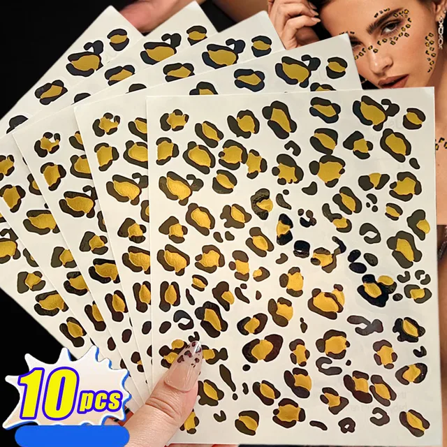 Seksowny wzór w cętki tłoczony na gorąco naklejka tatuaż wodoodporna DIY tymczasowa naklejka tatuaż tatuaże do ciała Retro Leopard fałszywe naklejki tatuaż