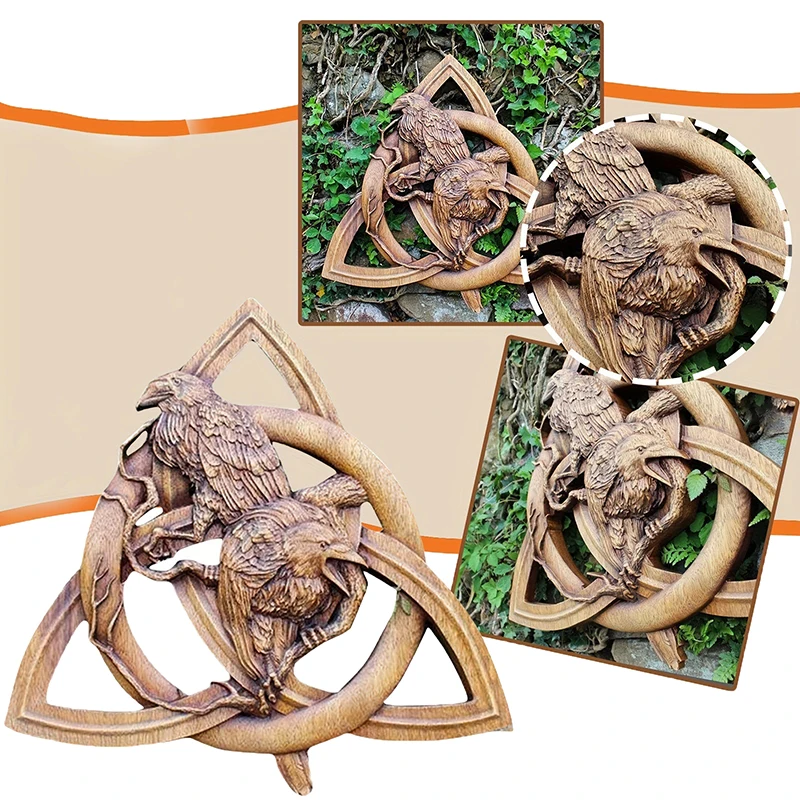 Norse Pagan Gods Carving Heathen Norse Rune Resin Wall Hanging Decor Yard Garden Statues Home Decoration Door Hanging Pendant