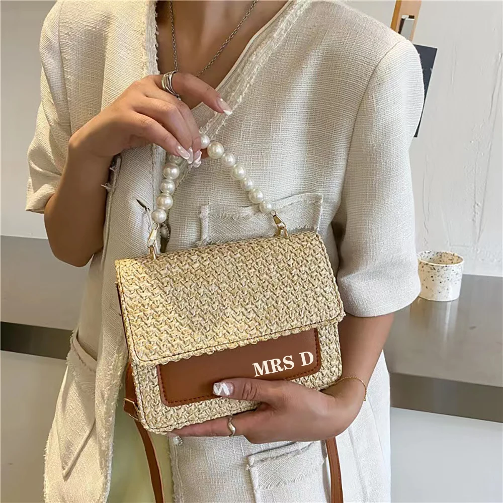 

Personalised Bridal Pearl Handbag Woven Bag Bridal Shower Gift Honeymoon Gift For Bride To Be Hen Party Pearl Clutch Bag