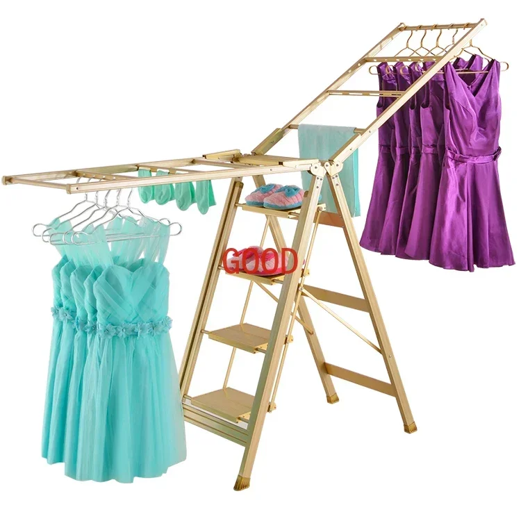 Indoor outdoor 2in1 Strong Bearing Capacity  Household Foldable Cloth Dryer Stand Aluminum Clothes Drying Rack