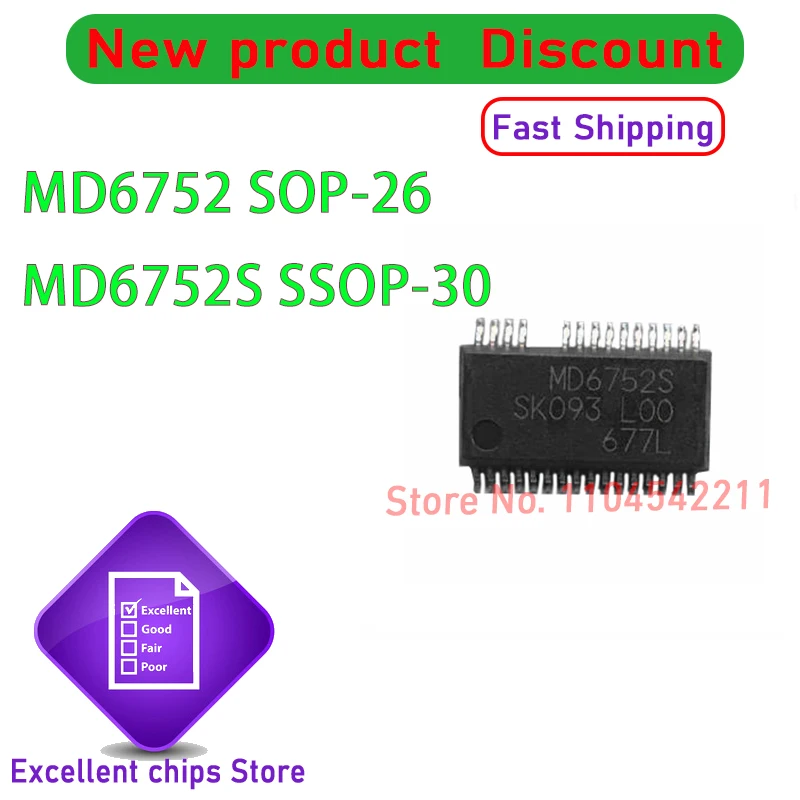 (5piece) 100% New MD6752 SOP-26 MD6752S SSOP-30 Chipset