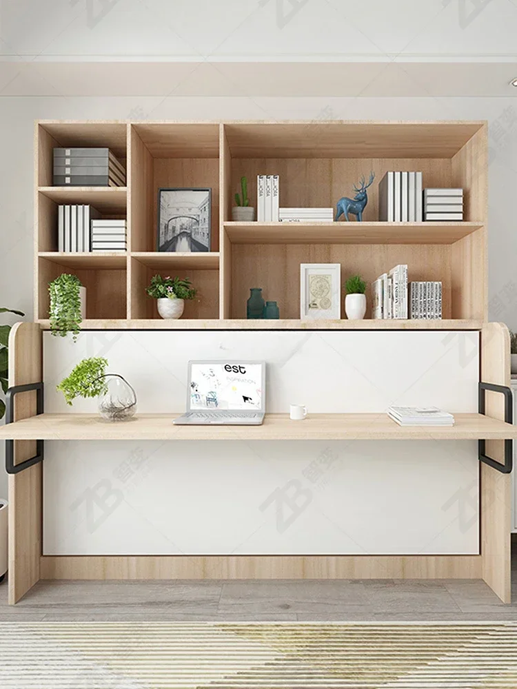Multifunctional Invisible Desk Bed Bookcase Rotary Rollover Bed Wardrobe Integrated Jue Murphy Bed bedroom set furniture