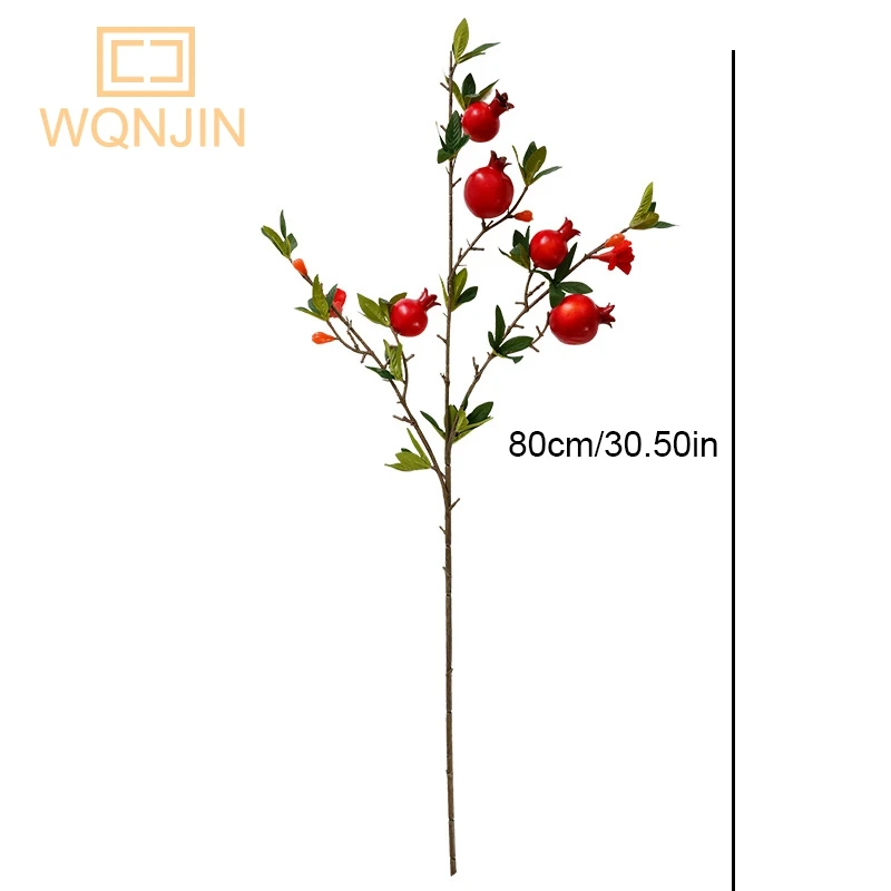 Artificial Flower Pomegranate Branch For Home Decor Fake Plants Red Berry Garden Accessories Christmas Decoration Supplies