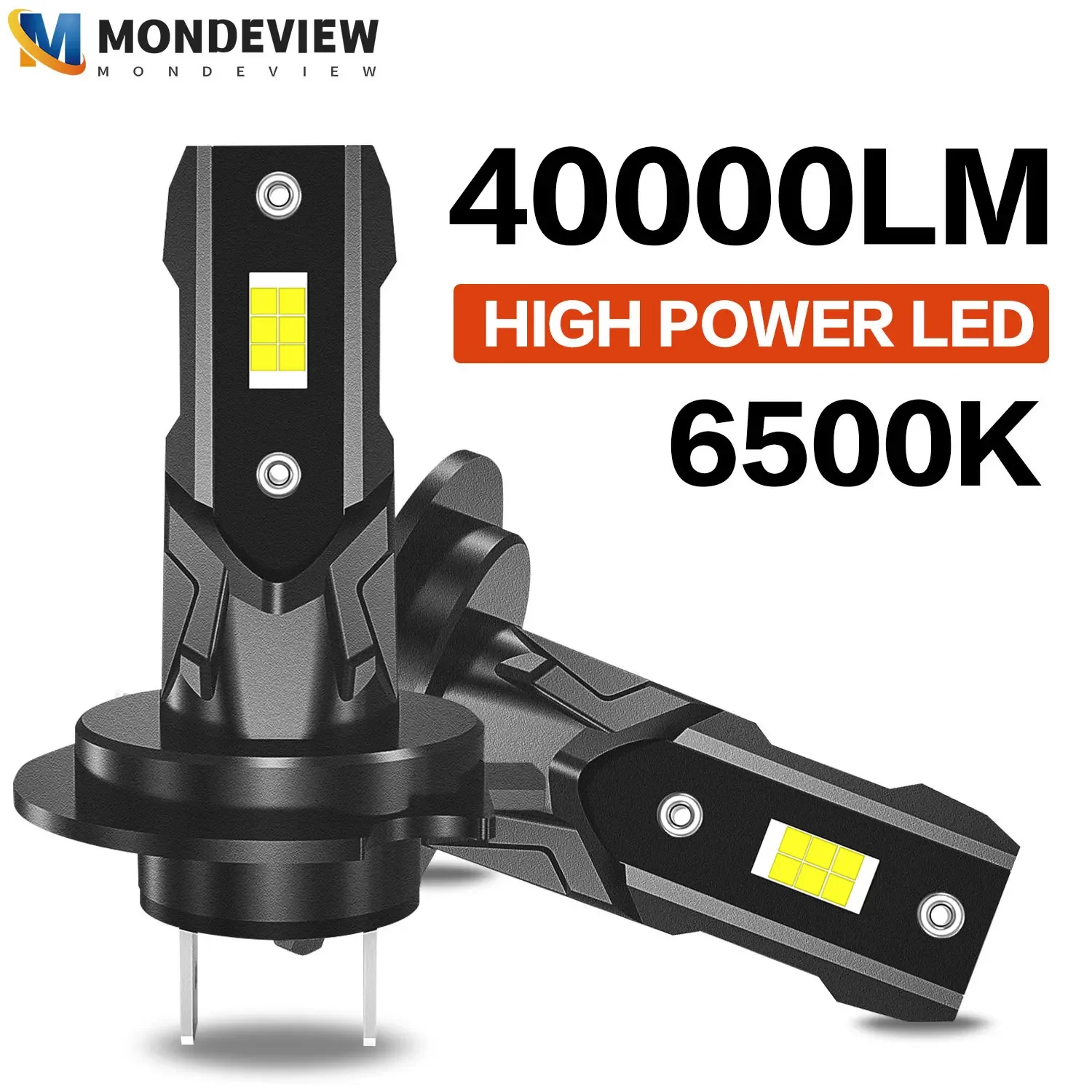 

MONDEVIEW 2pcs Z04 Straight Headlights H1 H3 H7 High Brightness LED Lights 6500K 40000LM 400W Car Daytime Running Lights